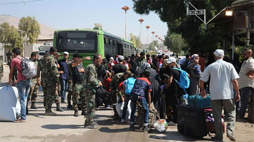 evacuación de civiles de Maadamiyet al Sham